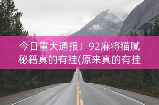 今日重大通报！92麻将猫腻秘籍真的有挂(原来真的有挂)