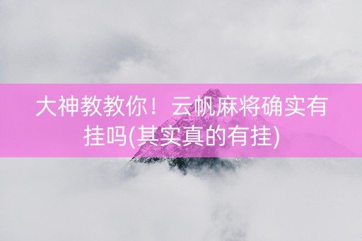 大神教教你！云帆麻将确实有挂吗(其实真的有挂)