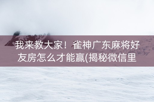 我来教大家！雀神广东麻将好友房怎么才能赢(揭秘微信里攻略插件)