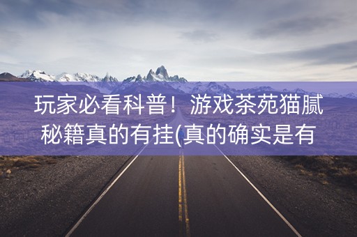 玩家必看科普！游戏茶苑猫腻秘籍真的有挂(真的确实是有挂)