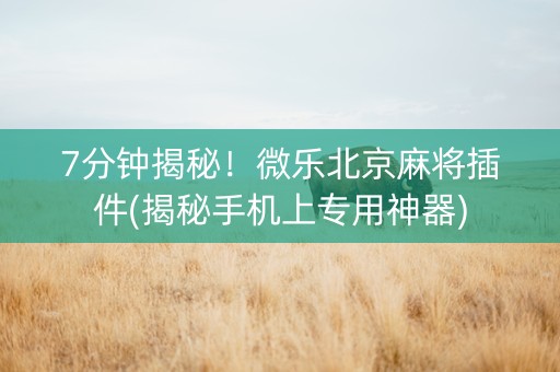 7分钟揭秘！微乐北京麻将插件(揭秘手机上专用神器)
