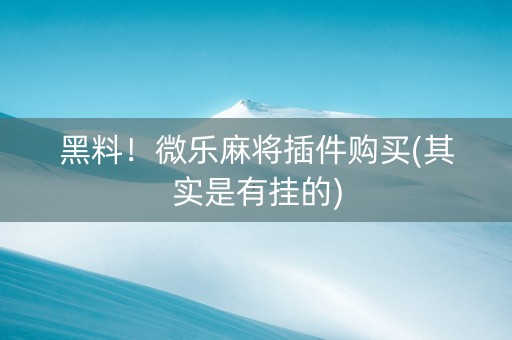 黑料！微乐麻将插件购买(其实是有挂的)