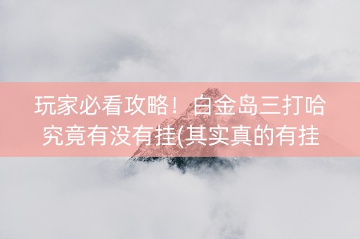 玩家必看攻略！白金岛三打哈究竟有没有挂(其实真的有挂)