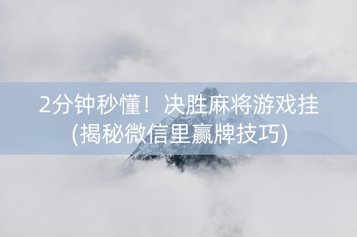 2分钟秒懂！决胜麻将游戏挂(揭秘微信里赢牌技巧)