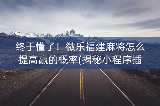 终于懂了！微乐福建麻将怎么提高赢的概率(揭秘小程序插件下载)