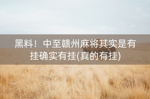 黑料！中至赣州麻将其实是有挂确实有挂(真的有挂)