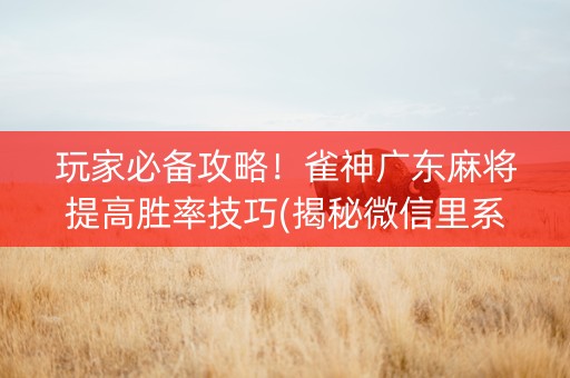 玩家必备攻略！雀神广东麻将提高胜率技巧(揭秘微信里系统发好牌)