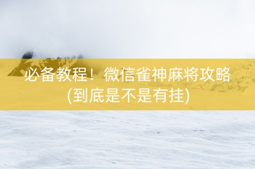必备教程！微信雀神麻将攻略(到底是不是有挂)