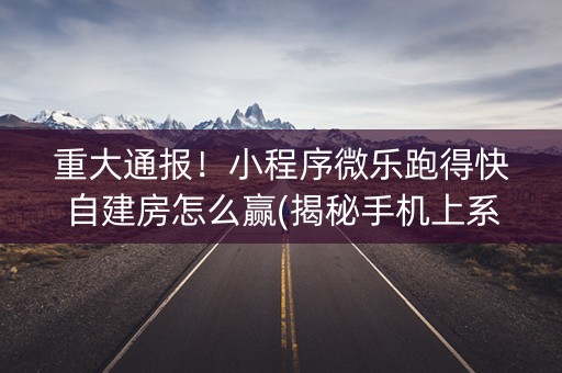 重大通报！小程序微乐跑得快自建房怎么赢(揭秘手机上系统发好牌)
