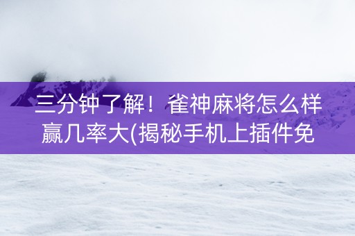 三分钟了解！雀神麻将怎么样赢几率大(揭秘手机上插件免费)
