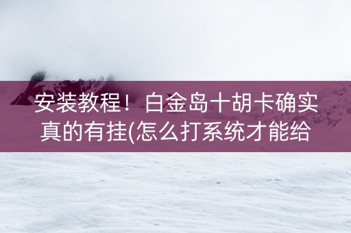安装教程！白金岛十胡卡确实真的有挂(怎么打系统才能给好牌)