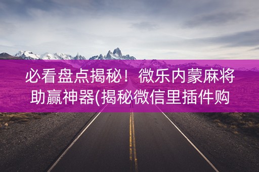 必看盘点揭秘！微乐内蒙麻将助赢神器(揭秘微信里插件购买)