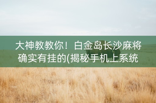 大神教教你！白金岛长沙麻将确实有挂的(揭秘手机上系统发好牌)