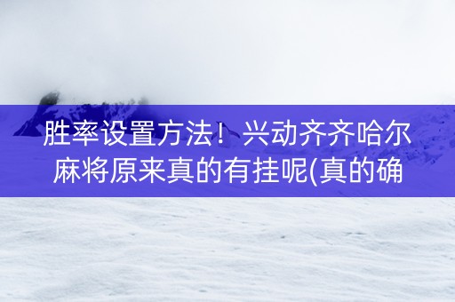 胜率设置方法！兴动齐齐哈尔麻将原来真的有挂呢(真的确实是有挂)