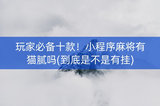 玩家必备十款！小程序麻将有猫腻吗(到底是不是有挂)