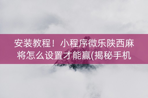 安装教程！小程序微乐陕西麻将怎么设置才能赢(揭秘手机上怎么容易赢)
