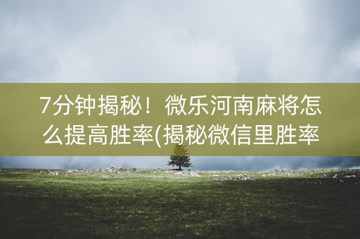 7分钟揭秘！微乐河南麻将怎么提高胜率(揭秘微信里胜率到哪调)
