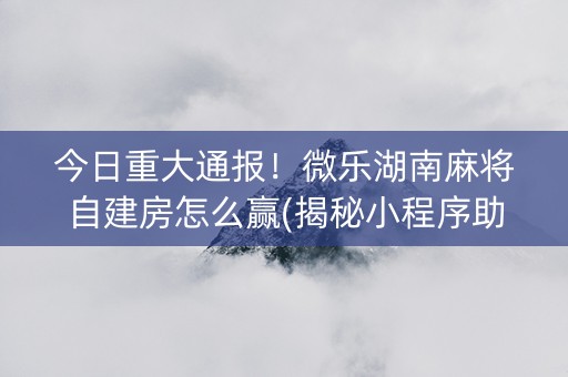 今日重大通报！微乐湖南麻将自建房怎么赢(揭秘小程序助攻神器)