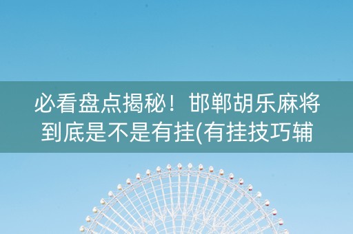 必看盘点揭秘！邯郸胡乐麻将到底是不是有挂(有挂技巧辅助器)