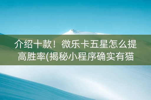 介绍十款！微乐卡五星怎么提高胜率(揭秘小程序确实有猫腻)