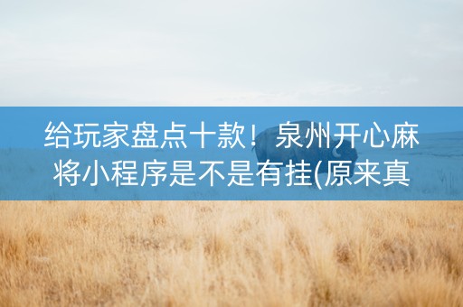 给玩家盘点十款！泉州开心麻将小程序是不是有挂(原来真的有挂)