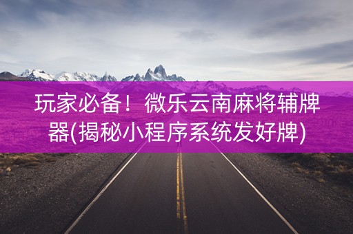 玩家必备！微乐云南麻将辅牌器(揭秘小程序系统发好牌)