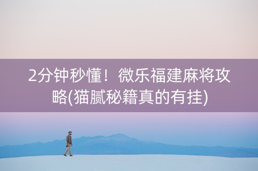 2分钟秒懂！微乐福建麻将攻略(猫腻秘籍真的有挂)