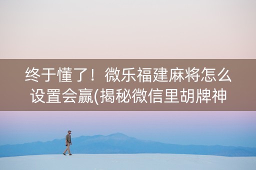 终于懂了！微乐福建麻将怎么设置会赢(揭秘微信里胡牌神器)