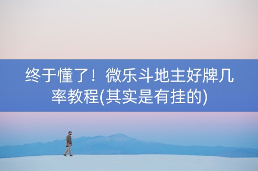 终于懂了！微乐斗地主好牌几率教程(其实是有挂的)