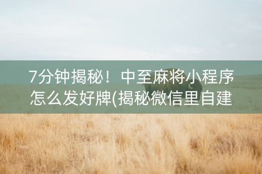 7分钟揭秘！中至麻将小程序怎么发好牌(揭秘微信里自建房怎么赢)