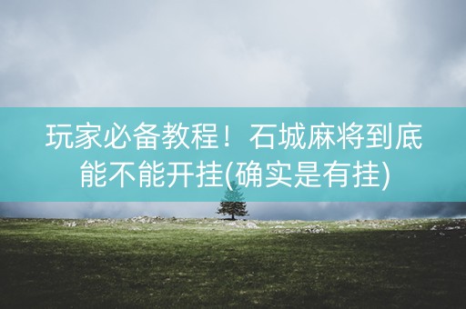 玩家必备教程！石城麻将到底能不能开挂(确实是有挂)