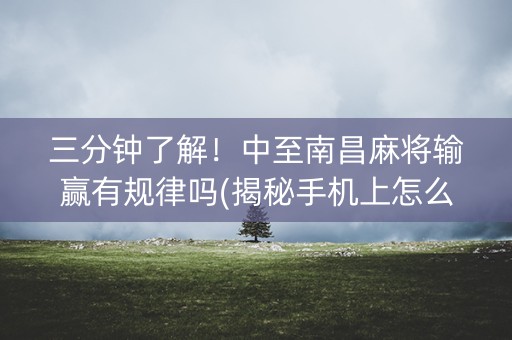 三分钟了解！中至南昌麻将输赢有规律吗(揭秘手机上怎么容易赢)