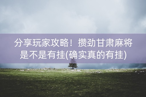 分享玩家攻略！攒劲甘肃麻将是不是有挂(确实真的有挂)