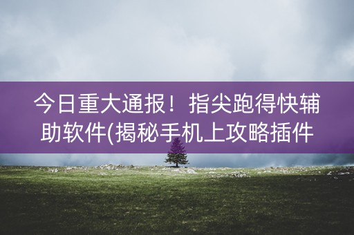 今日重大通报！指尖跑得快辅助软件(揭秘手机上攻略插件)