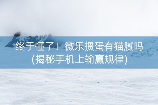 终于懂了！微乐掼蛋有猫腻吗(揭秘手机上输赢规律)