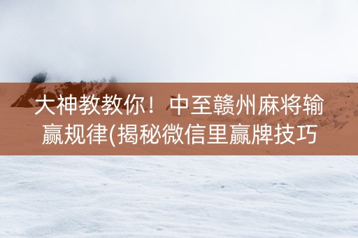 大神教教你！中至赣州麻将输赢规律(揭秘微信里赢牌技巧)
