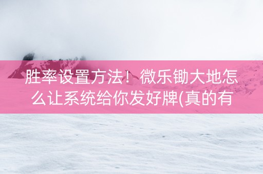 胜率设置方法！微乐锄大地怎么让系统给你发好牌(真的有挂确实有挂)
