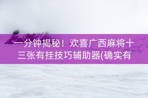 一分钟揭秘！欢喜广西麻将十三张有挂技巧辅助器(确实有挂吗)