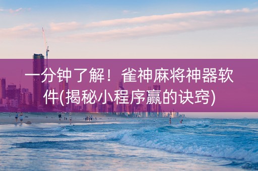 一分钟了解！雀神麻将神器软件(揭秘小程序赢的诀窍)