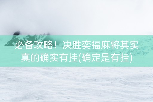必备攻略！决胜奕福麻将其实真的确实有挂(确定是有挂)