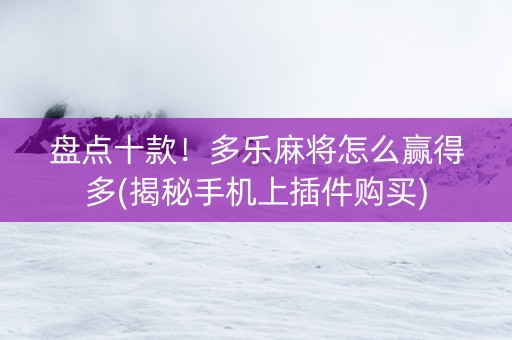 盘点十款！多乐麻将怎么赢得多(揭秘手机上插件购买)