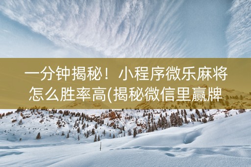 一分钟揭秘！小程序微乐麻将怎么胜率高(揭秘微信里赢牌的技巧)