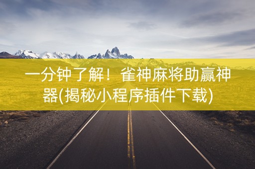 一分钟了解！雀神麻将助赢神器(揭秘小程序插件下载)