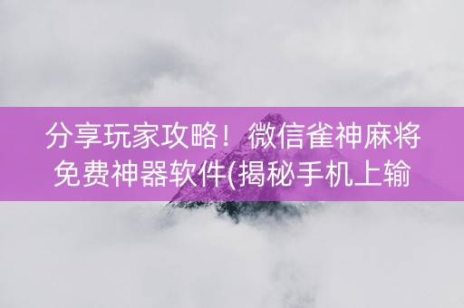 分享玩家攻略！微信雀神麻将免费神器软件(揭秘手机上输赢规律)
