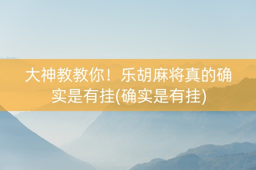 大神教教你！乐胡麻将真的确实是有挂(确实是有挂)