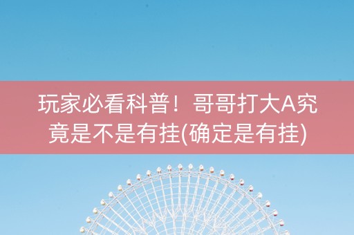 玩家必看科普！哥哥打大A究竟是不是有挂(确定是有挂)