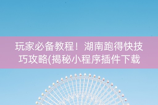 玩家必备教程！湖南跑得快技巧攻略(揭秘小程序插件下载)