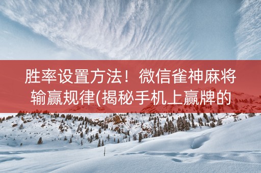 胜率设置方法！微信雀神麻将输赢规律(揭秘手机上赢牌的技巧)