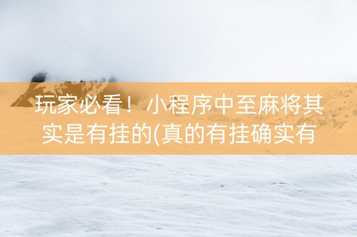 玩家必看！小程序中至麻将其实是有挂的(真的有挂确实有挂)