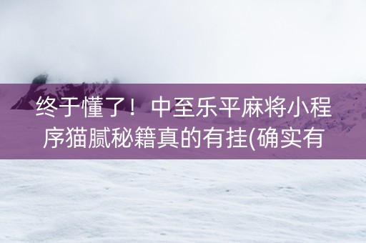 终于懂了！中至乐平麻将小程序猫腻秘籍真的有挂(确实有挂吗)